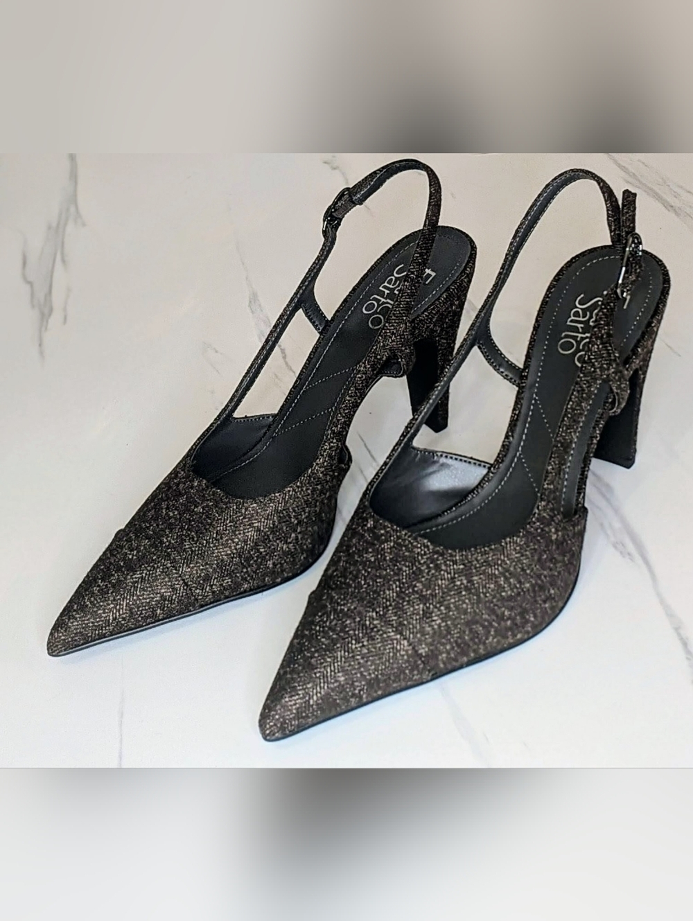 New In Box! Franco Sarto Slingback Heels Size 8 Textured Pointed Toe Pumps